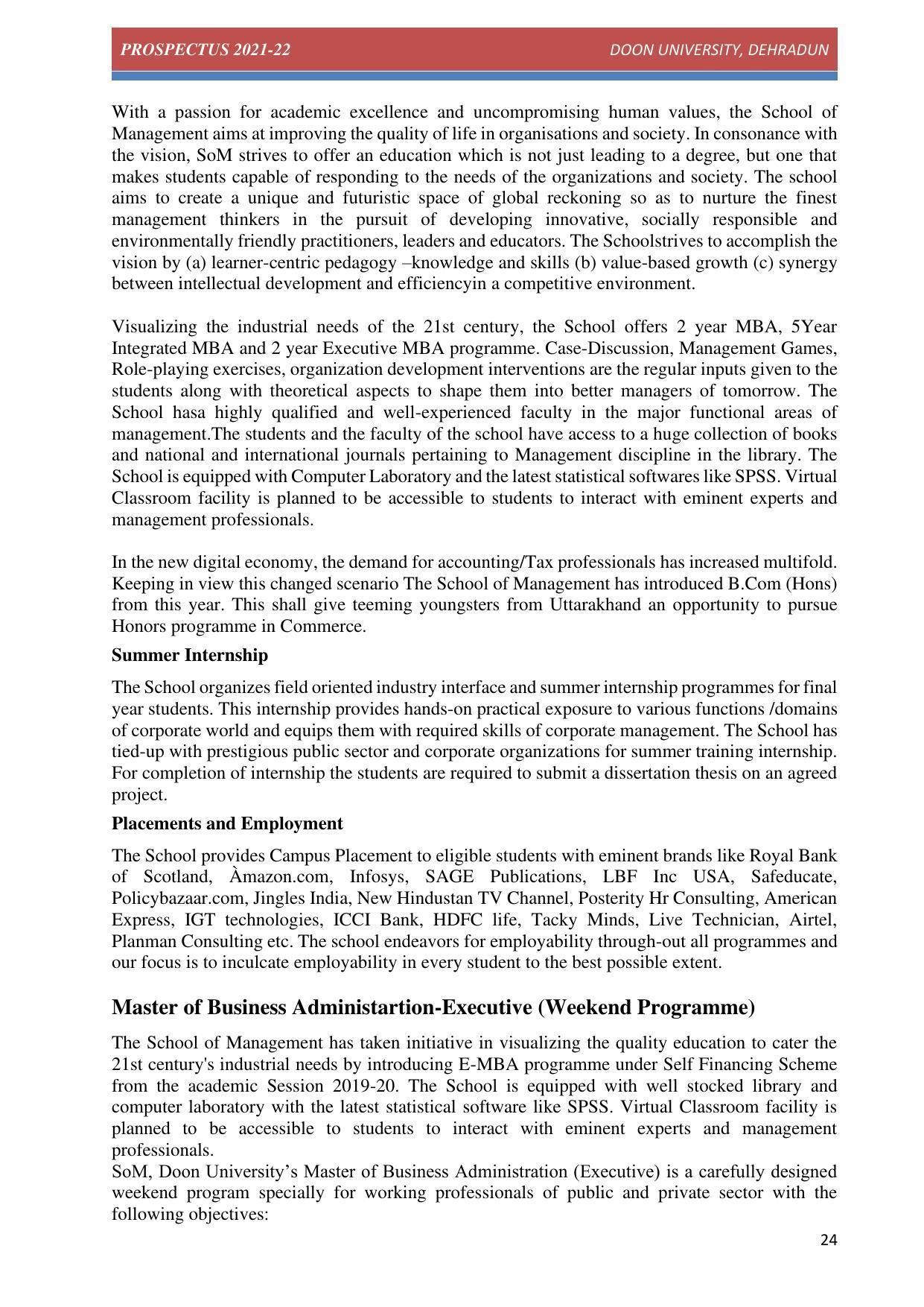 Doon University, Dehradun Prospectus 2021-22 - Page 24