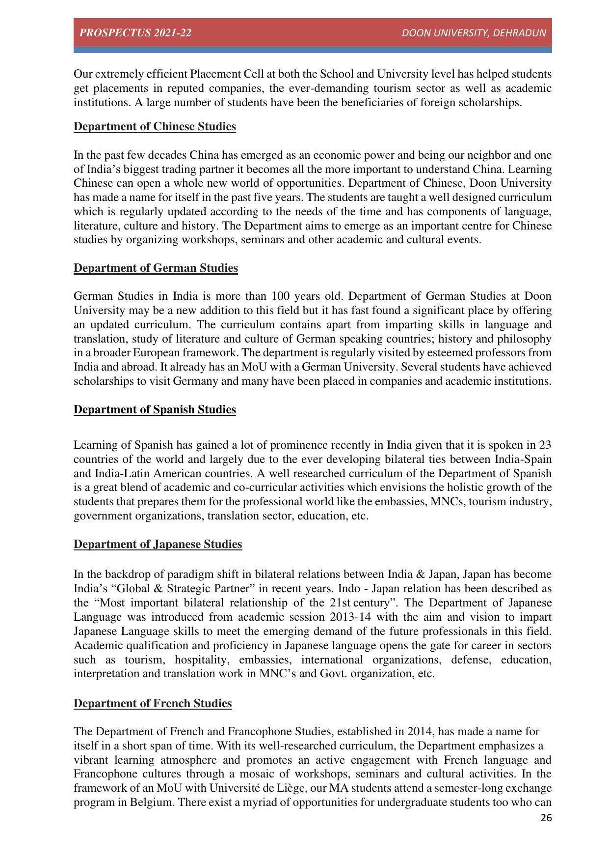 Doon University, Dehradun Prospectus 2021-22 - Page 26