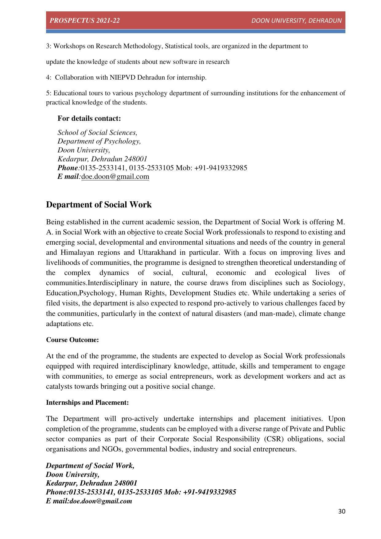 Doon University, Dehradun Prospectus 2021-22 - Page 30