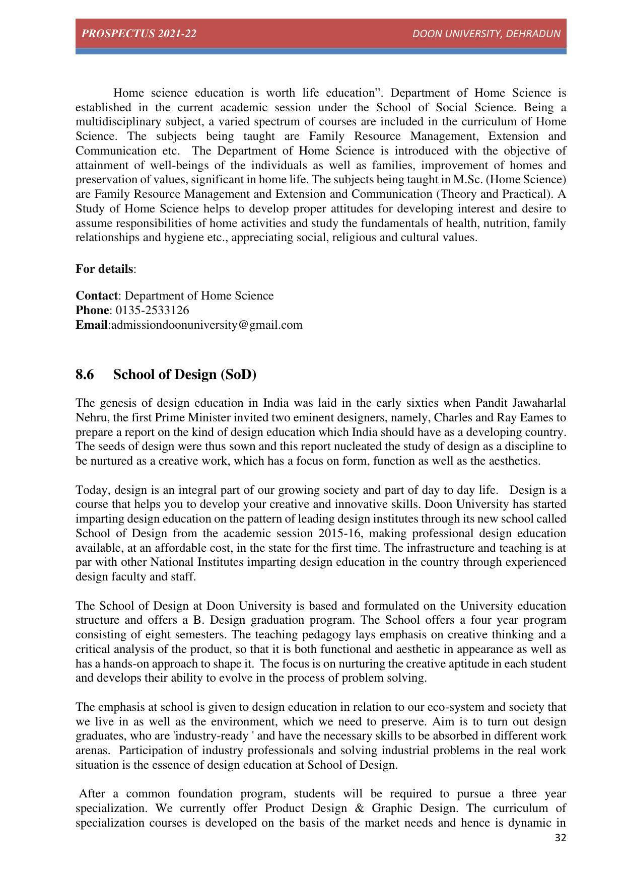 Doon University, Dehradun Prospectus 2021-22 - Page 32