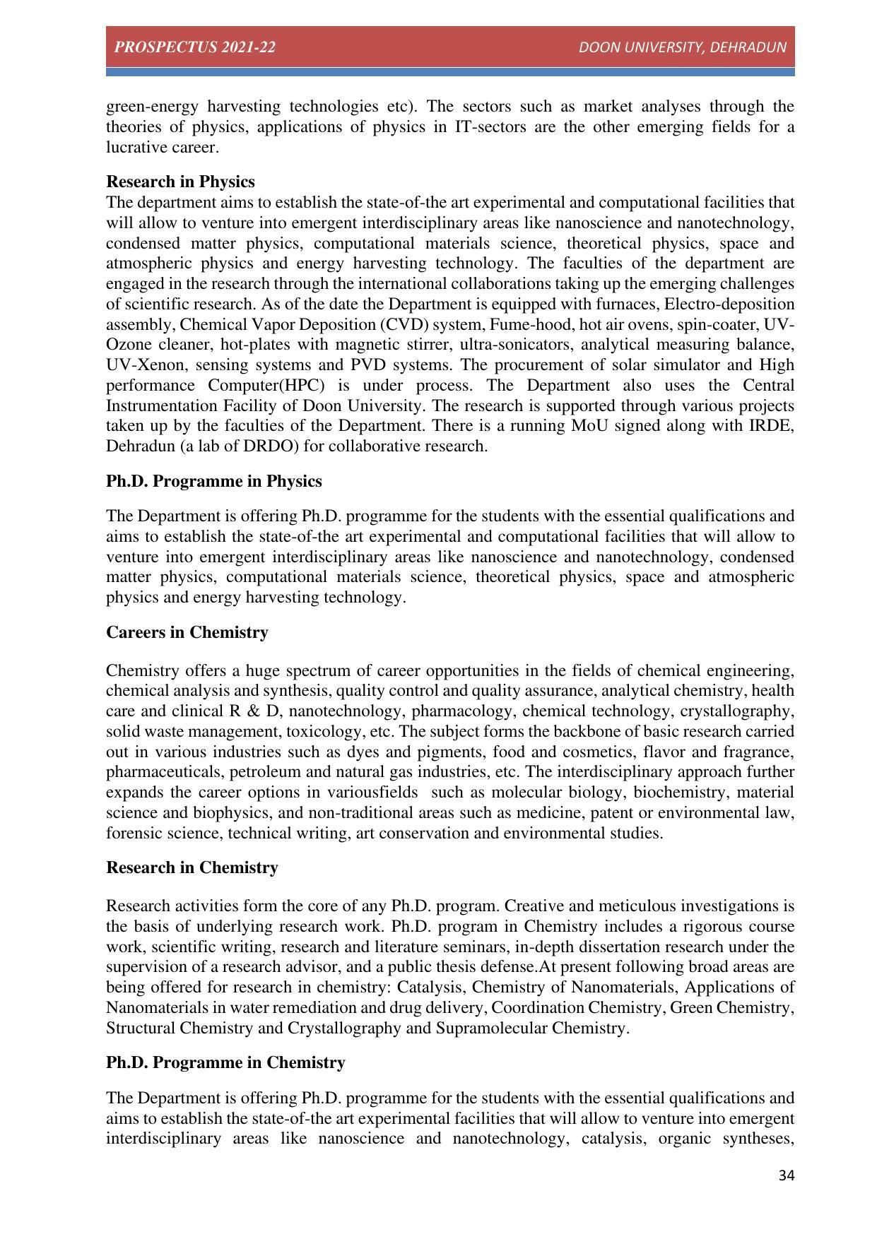Doon University, Dehradun Prospectus 2021-22 - Page 34
