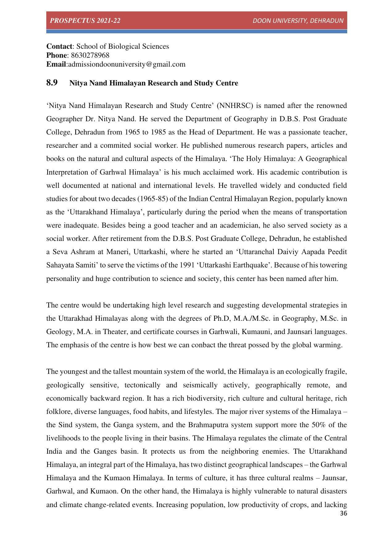 Doon University, Dehradun Prospectus 2021-22 - Page 36