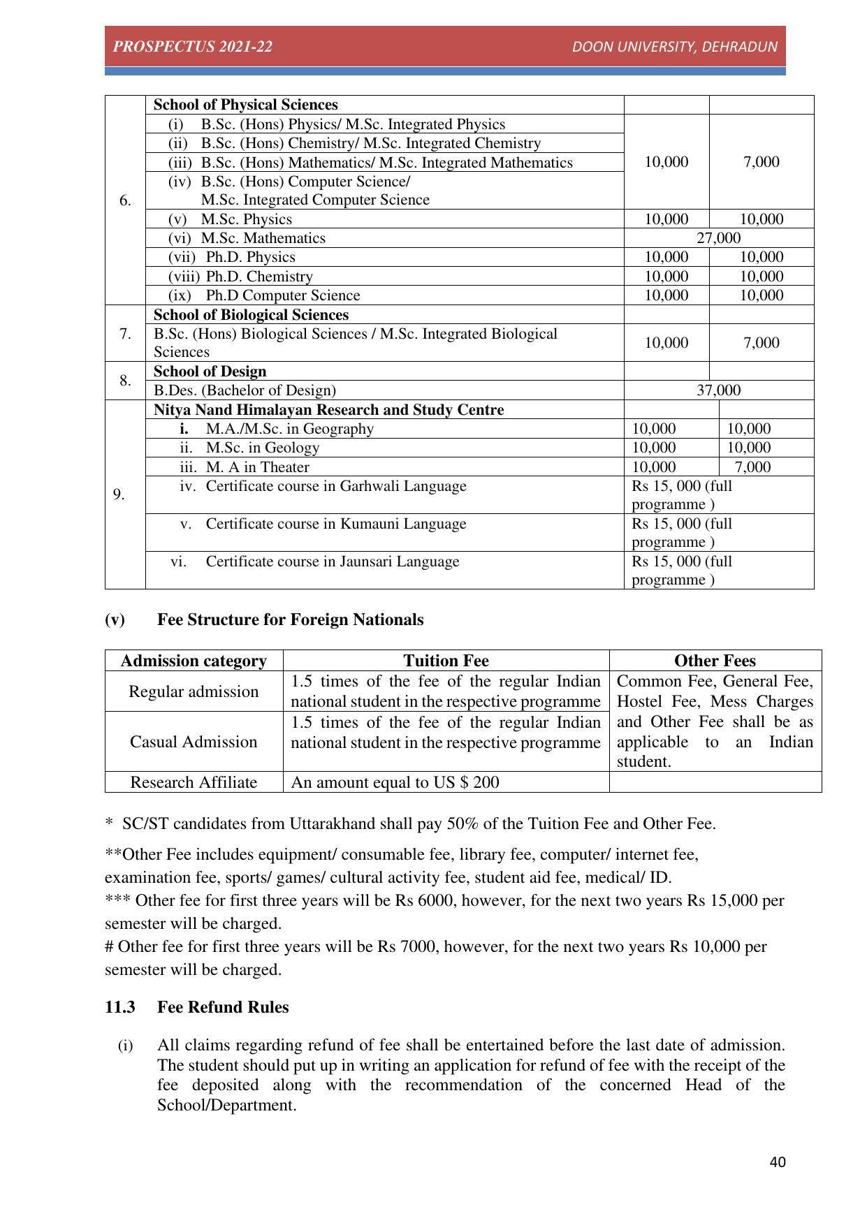 Doon University, Dehradun Prospectus 2021-22 - Page 40