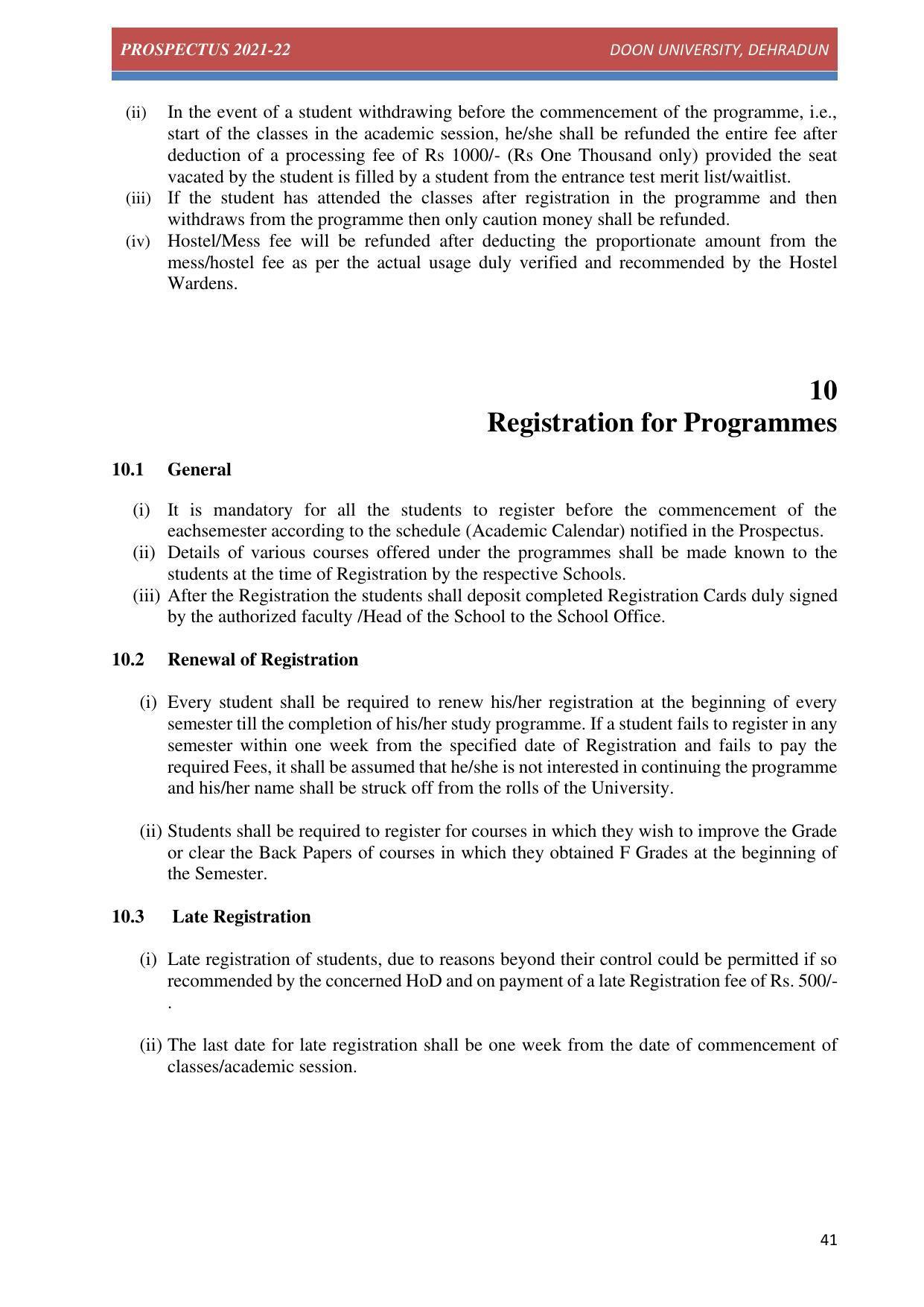 Doon University, Dehradun Prospectus 2021-22 - Page 41