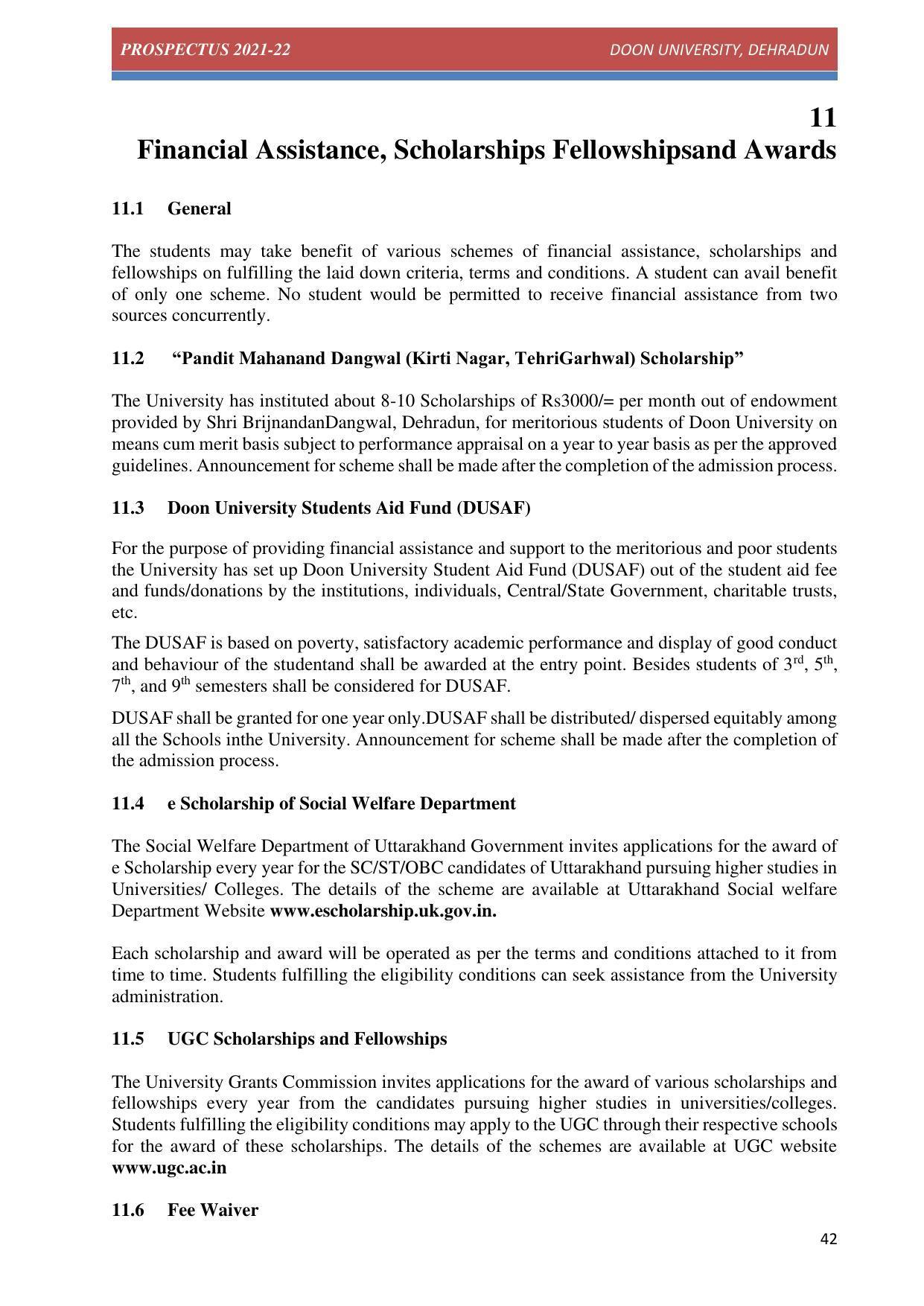 Doon University, Dehradun Prospectus 2021-22 - Page 42