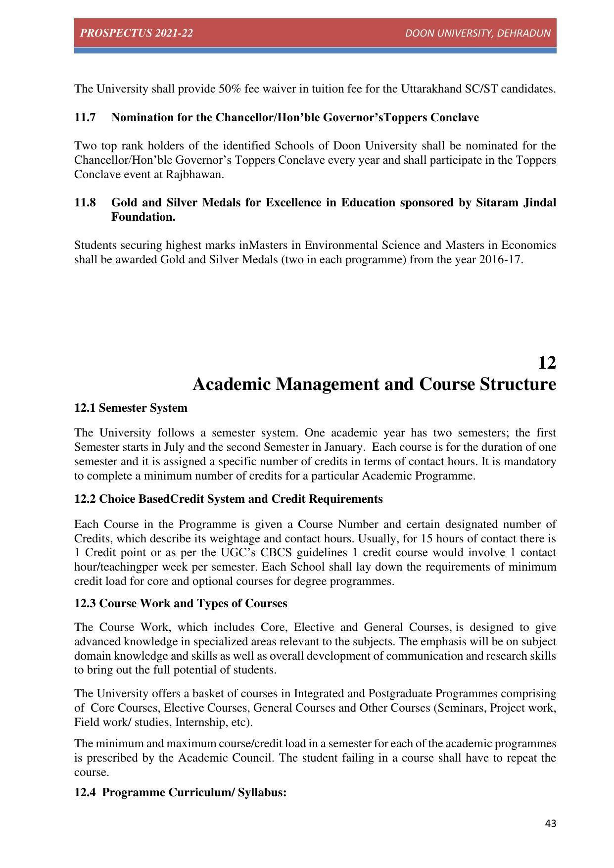 Doon University, Dehradun Prospectus 2021-22 - Page 43