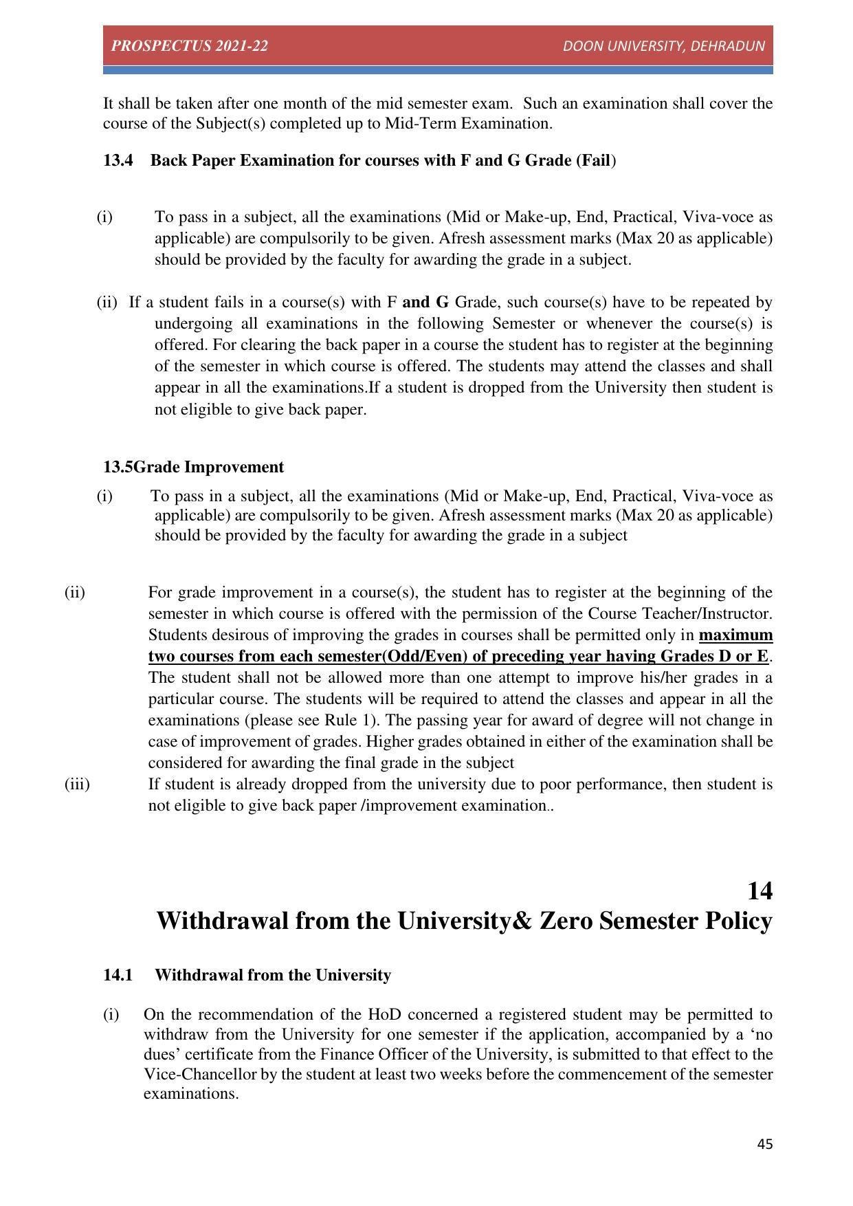 Doon University, Dehradun Prospectus 2021-22 - Page 45