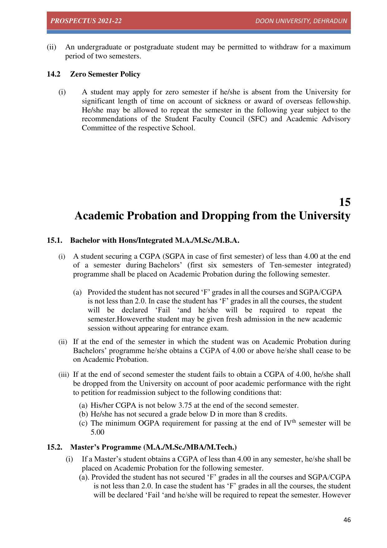 Doon University, Dehradun Prospectus 2021-22 - Page 46