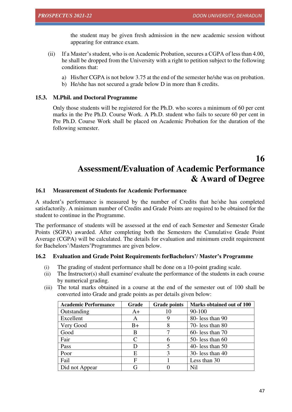 Doon University, Dehradun Prospectus 2021-22 - Page 47