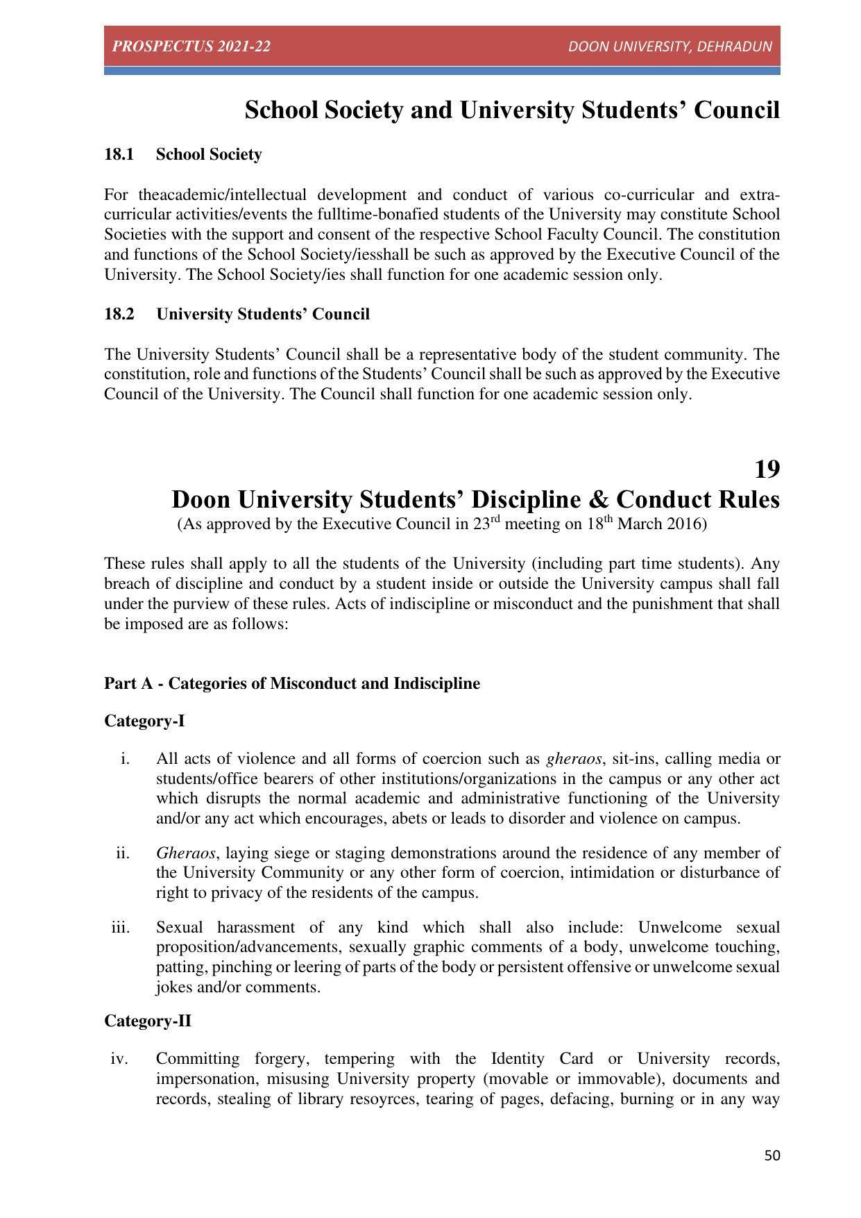 Doon University, Dehradun Prospectus 2021-22 - Page 50