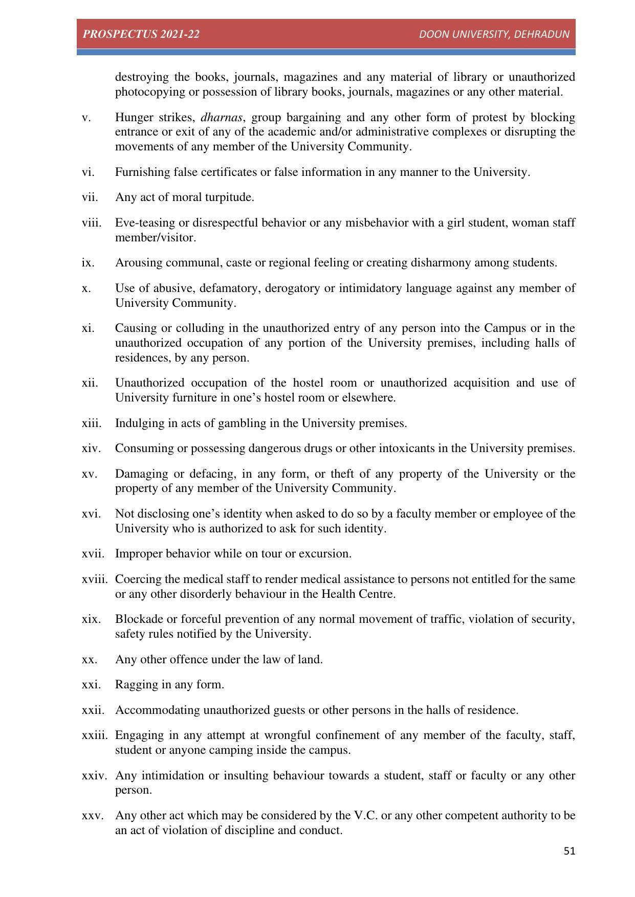Doon University, Dehradun Prospectus 2021-22 - Page 51