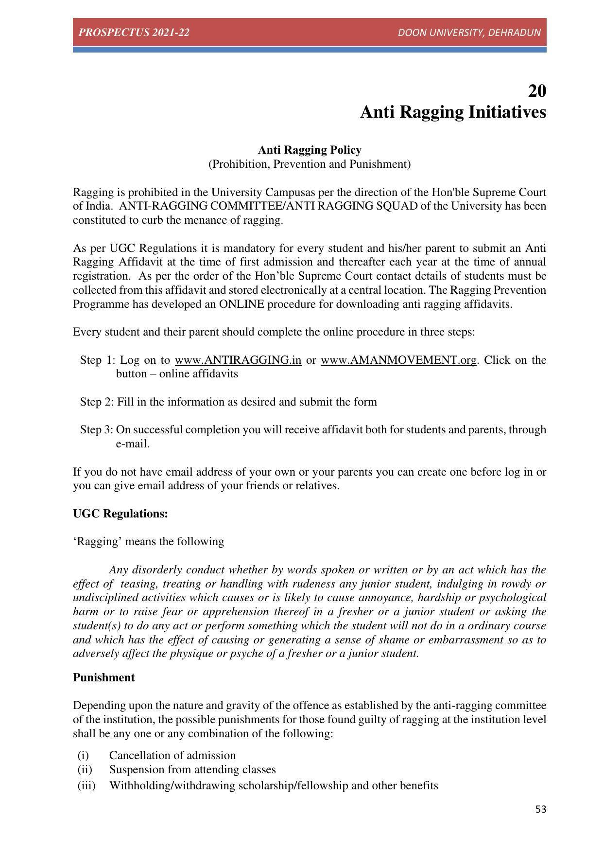 Doon University, Dehradun Prospectus 2021-22 - Page 53