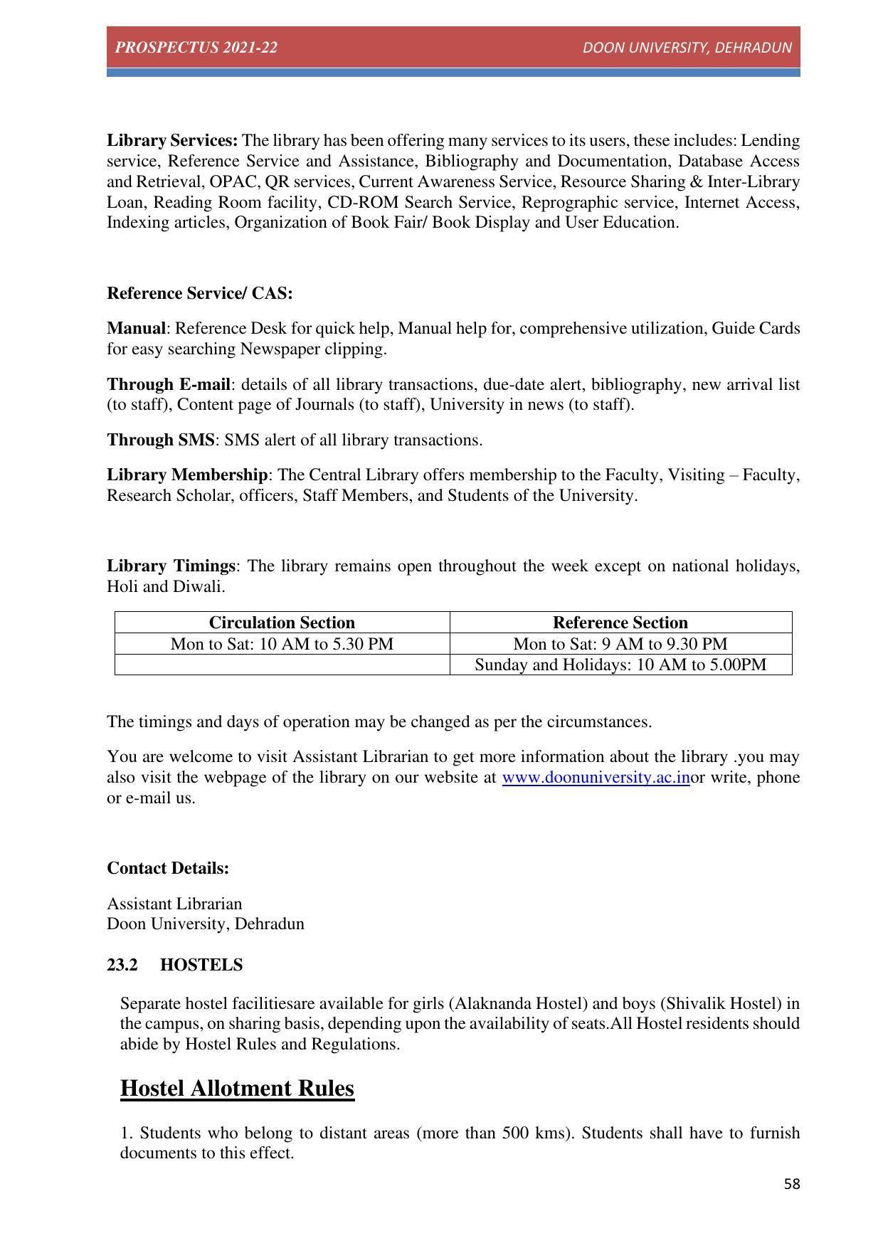 Doon University, Dehradun Prospectus 2021-22 - Page 58