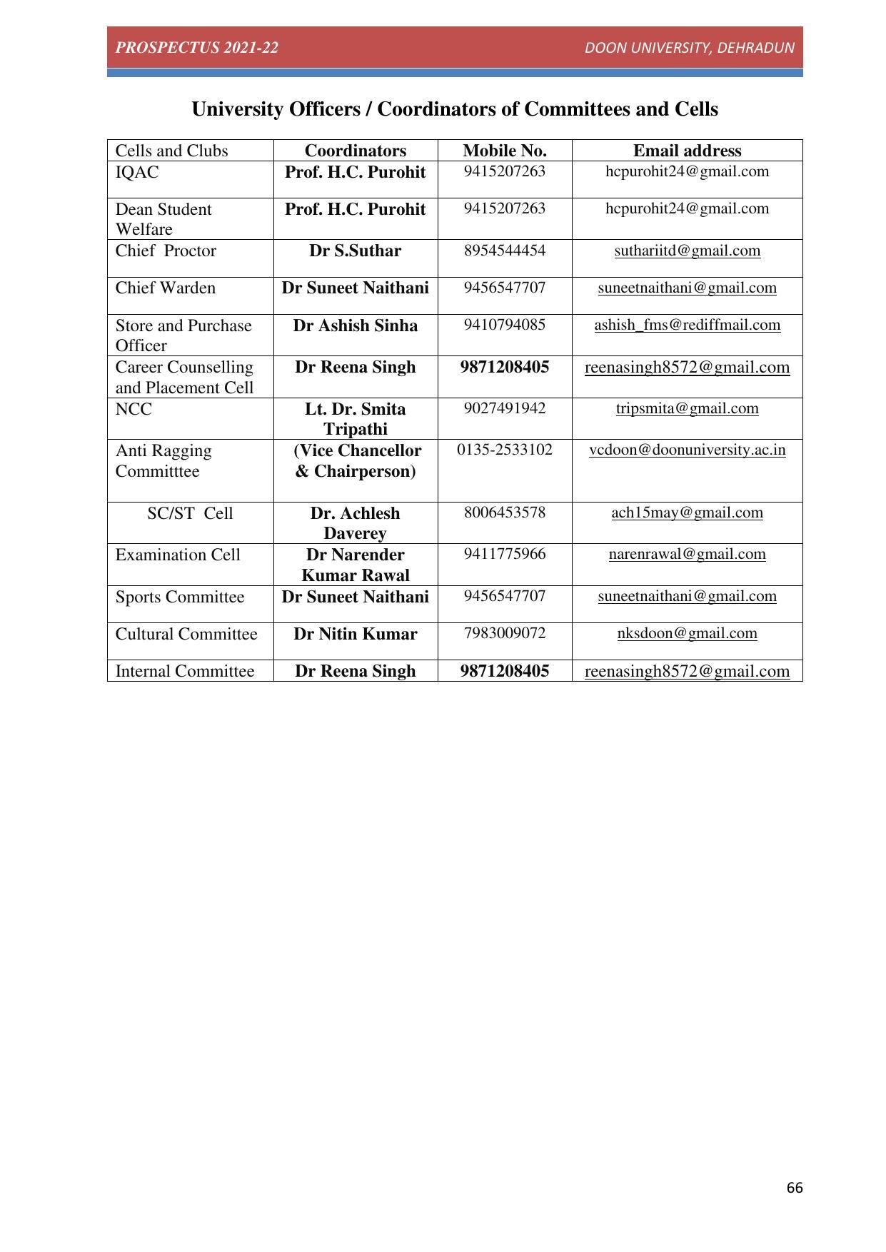 Doon University, Dehradun Prospectus 2021-22 - Page 66