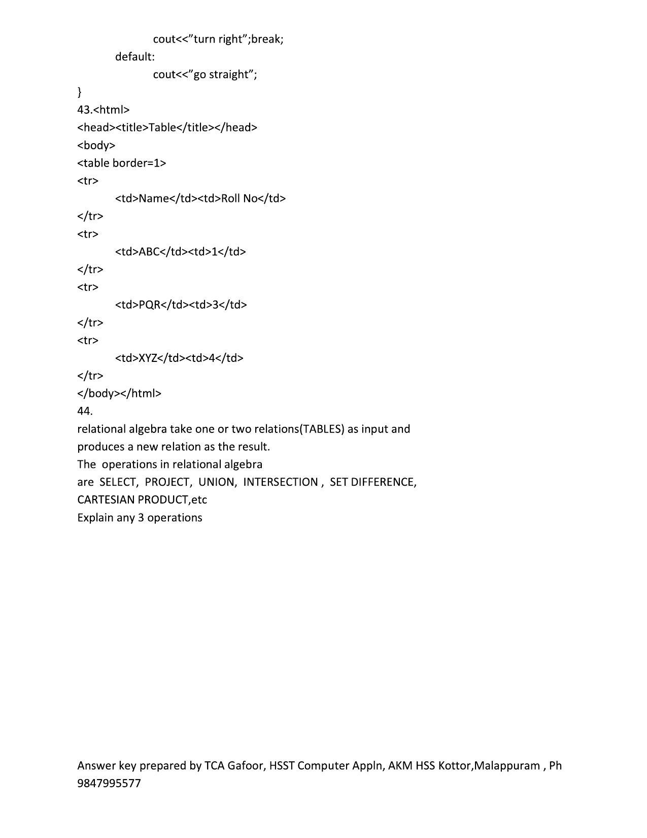  Kerala Plus Two 2021 Computer Application (Commerce) Annual Answer Key - Page 3