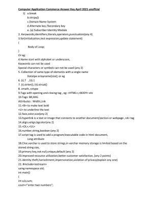  Kerala Plus Two 2021 Computer Application (Commerce) Annual Answer Key