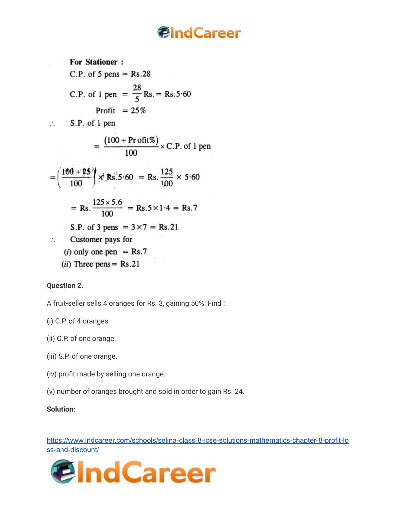 Selina Class 8 ICSE Solutions Mathematics : Chapter 8- Profit, Loss and Discount - Page 25