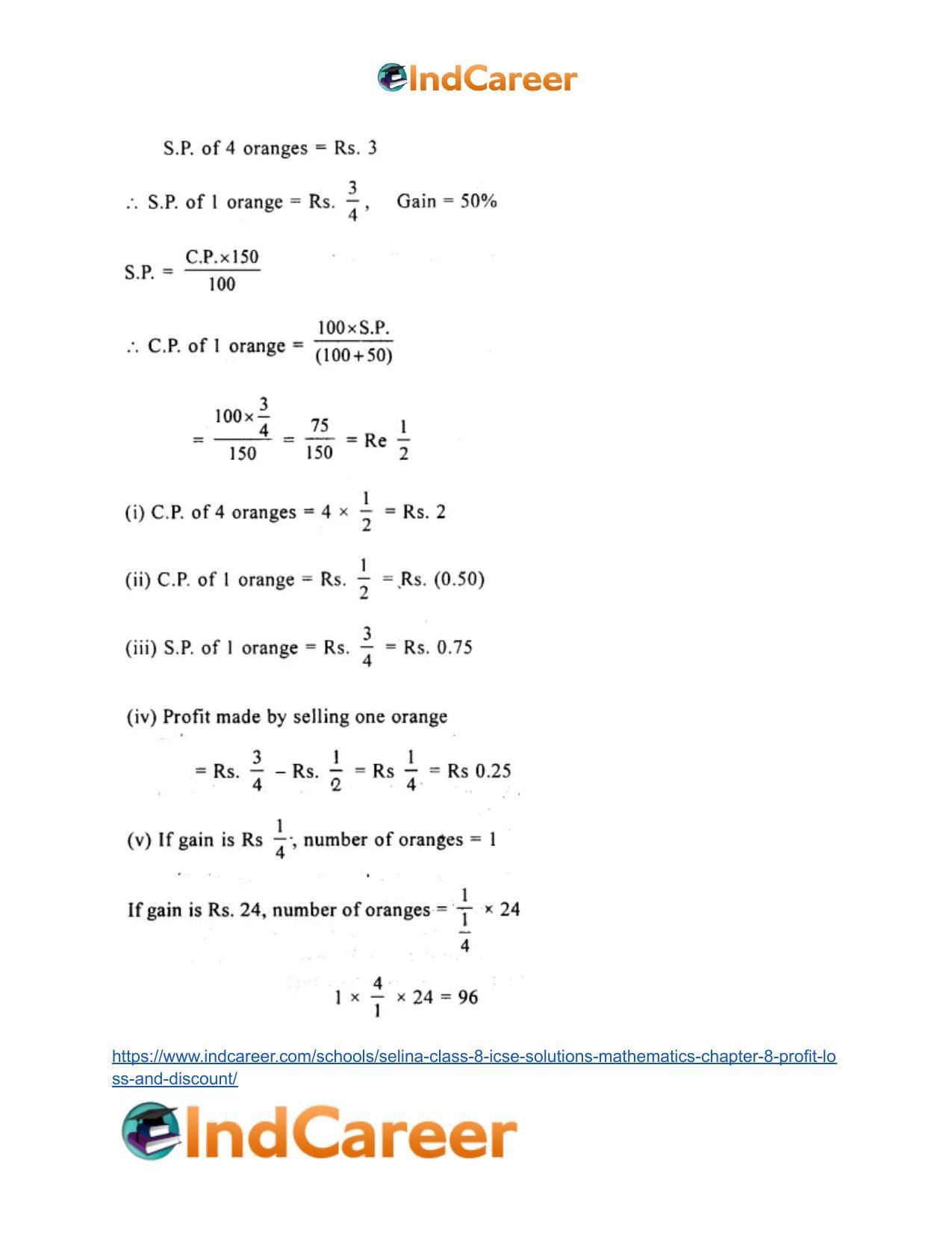 Selina Class 8 ICSE Solutions Mathematics : Chapter 8- Profit, Loss and Discount - Page 26