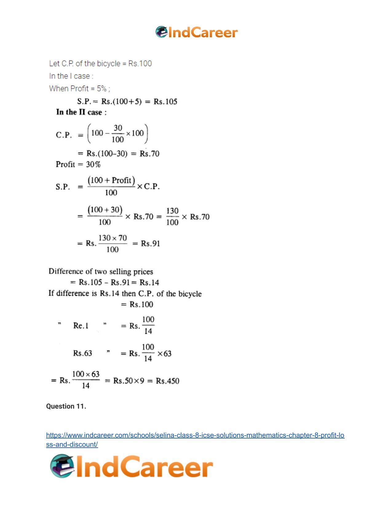 Selina Class 8 ICSE Solutions Mathematics : Chapter 8- Profit, Loss and Discount - Page 33