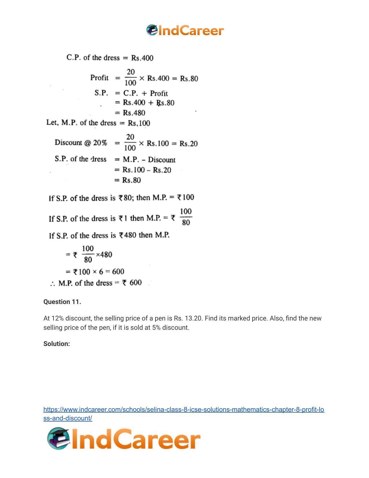 Selina Class 8 ICSE Solutions Mathematics : Chapter 8- Profit, Loss and Discount - Page 42