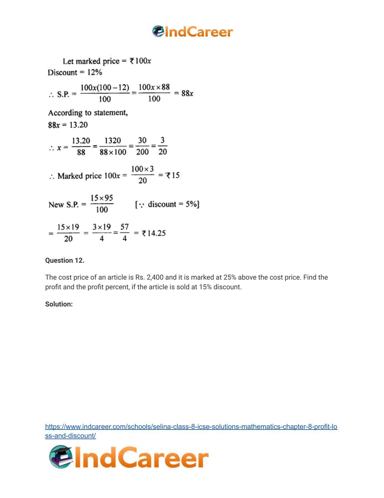 Selina Class 8 ICSE Solutions Mathematics : Chapter 8- Profit, Loss and Discount - Page 43