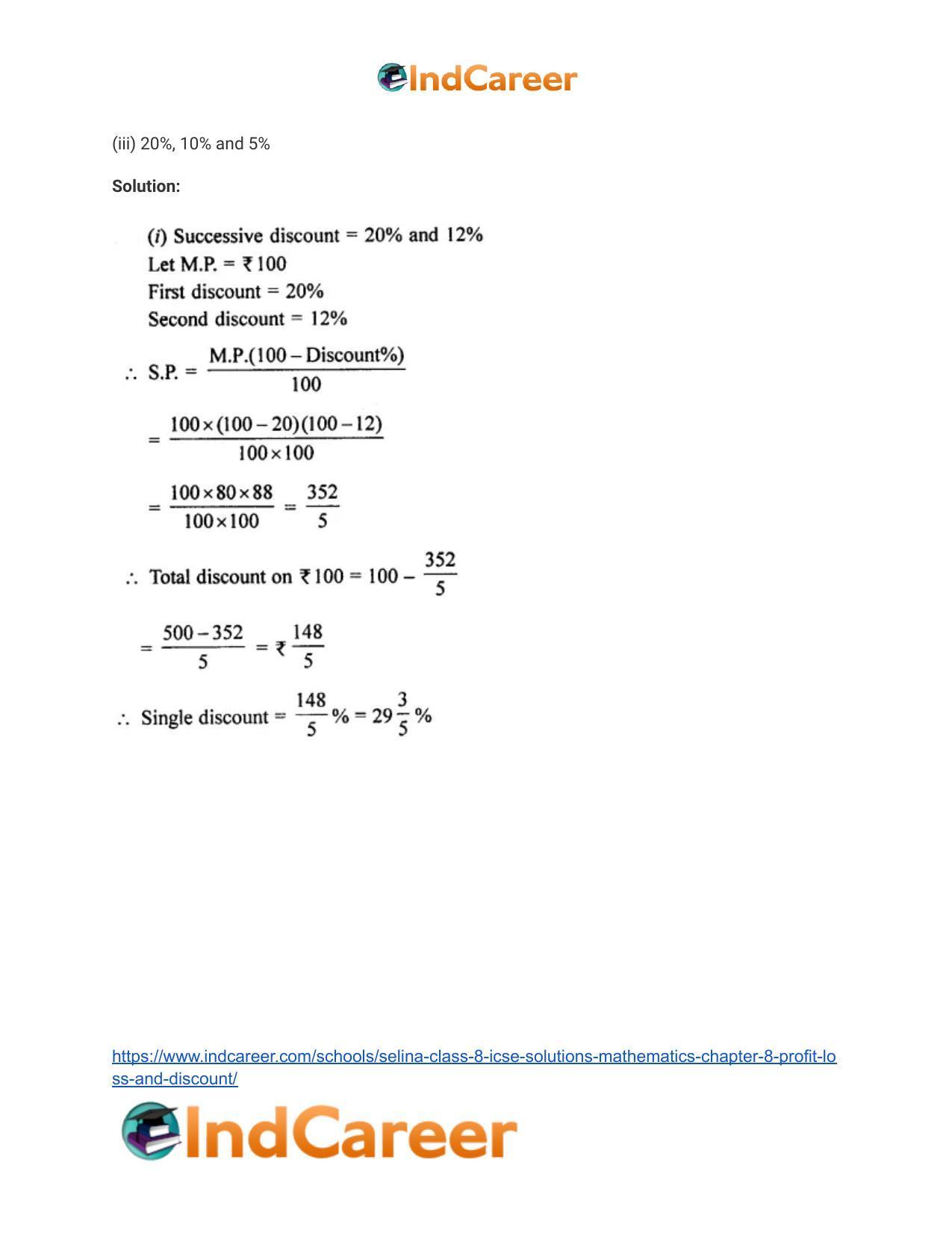 Selina Class 8 ICSE Solutions Mathematics : Chapter 8- Profit, Loss and Discount - Page 47