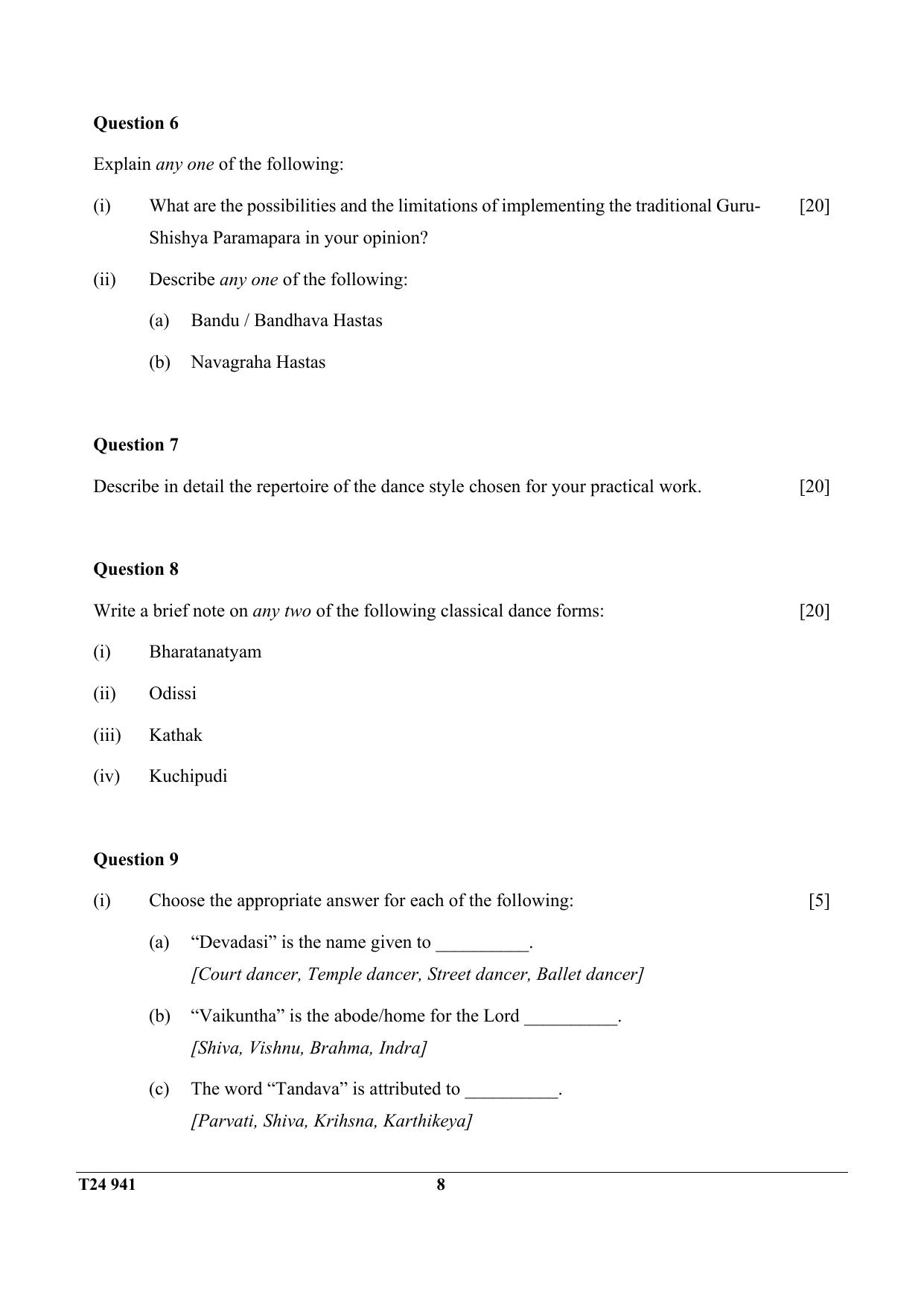 ICSE Class 10 INDIAN DANCE 2024 Question Paper - Page 8
