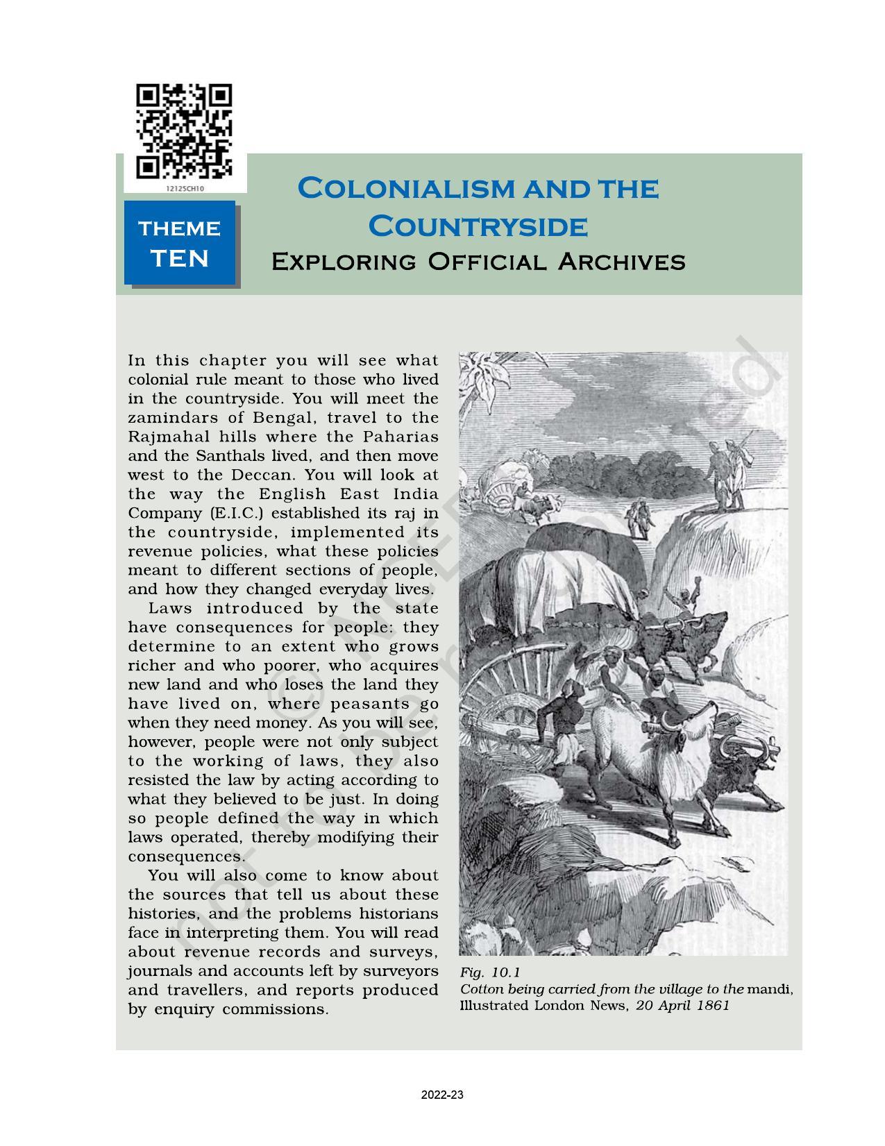 NCERT Book for Class 12 History (Part-II) Chapter 10 Colonialism and the Countryside - Page 1