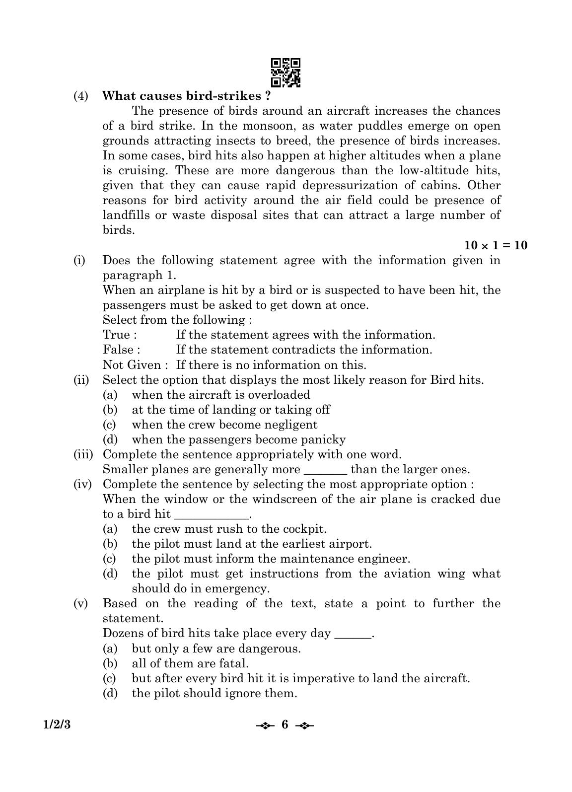 CBSE Class 12 1-2-3 English Core 2023 Question Paper - Page 6
