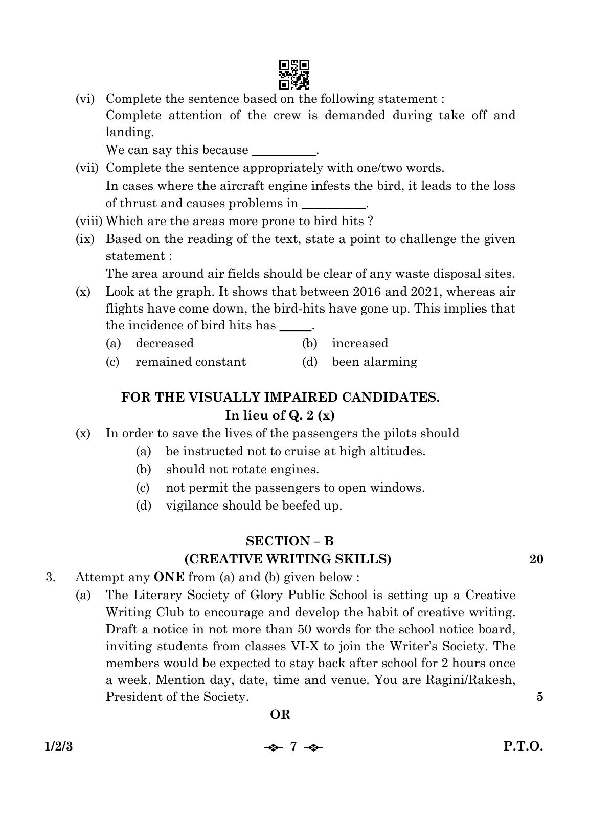 CBSE Class 12 1-2-3 English Core 2023 Question Paper - Page 7