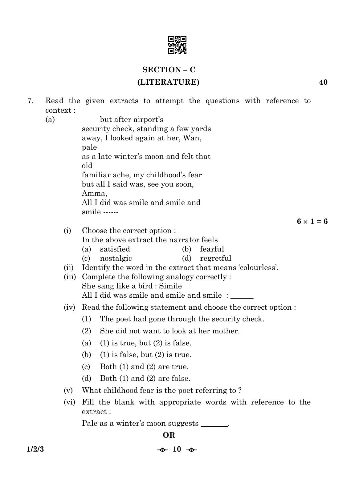 CBSE Class 12 1-2-3 English Core 2023 Question Paper - Page 10