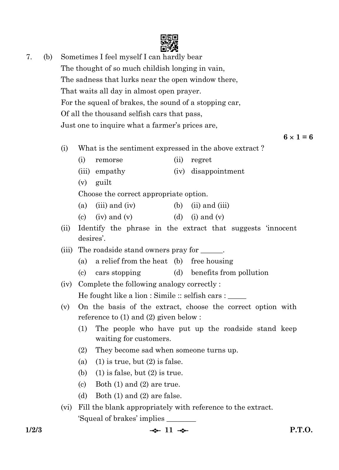 CBSE Class 12 1-2-3 English Core 2023 Question Paper - Page 11