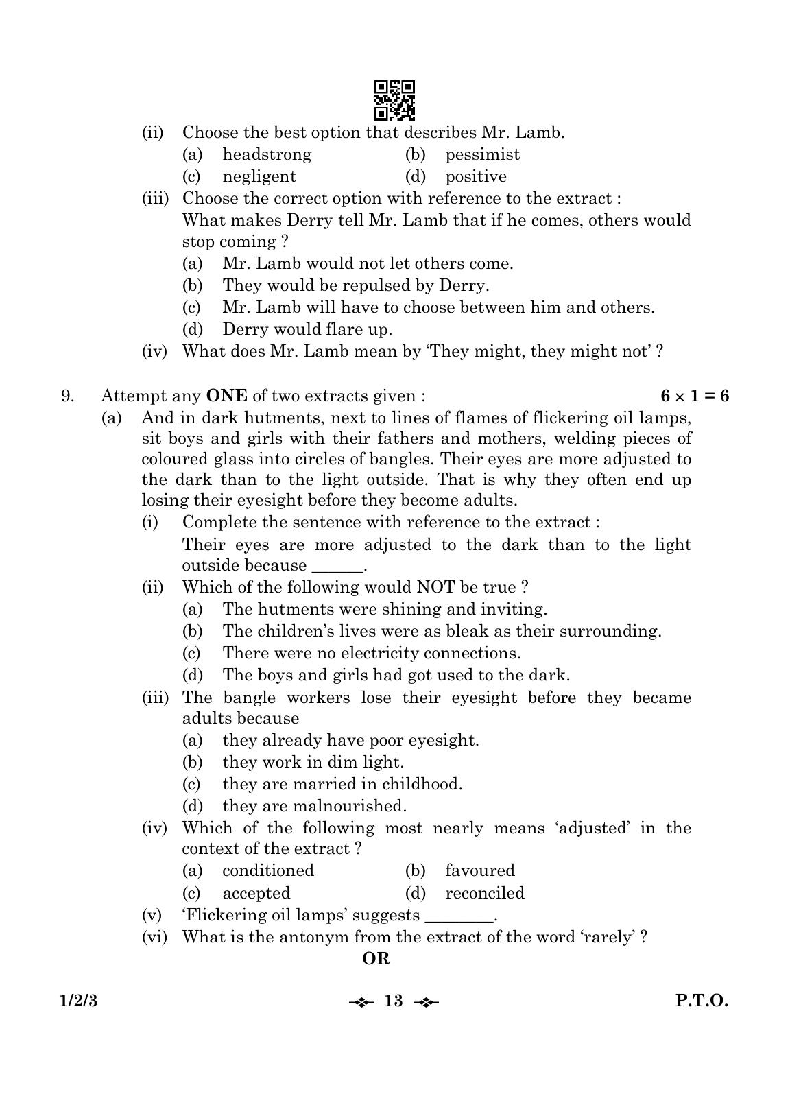 CBSE Class 12 1-2-3 English Core 2023 Question Paper - Page 13
