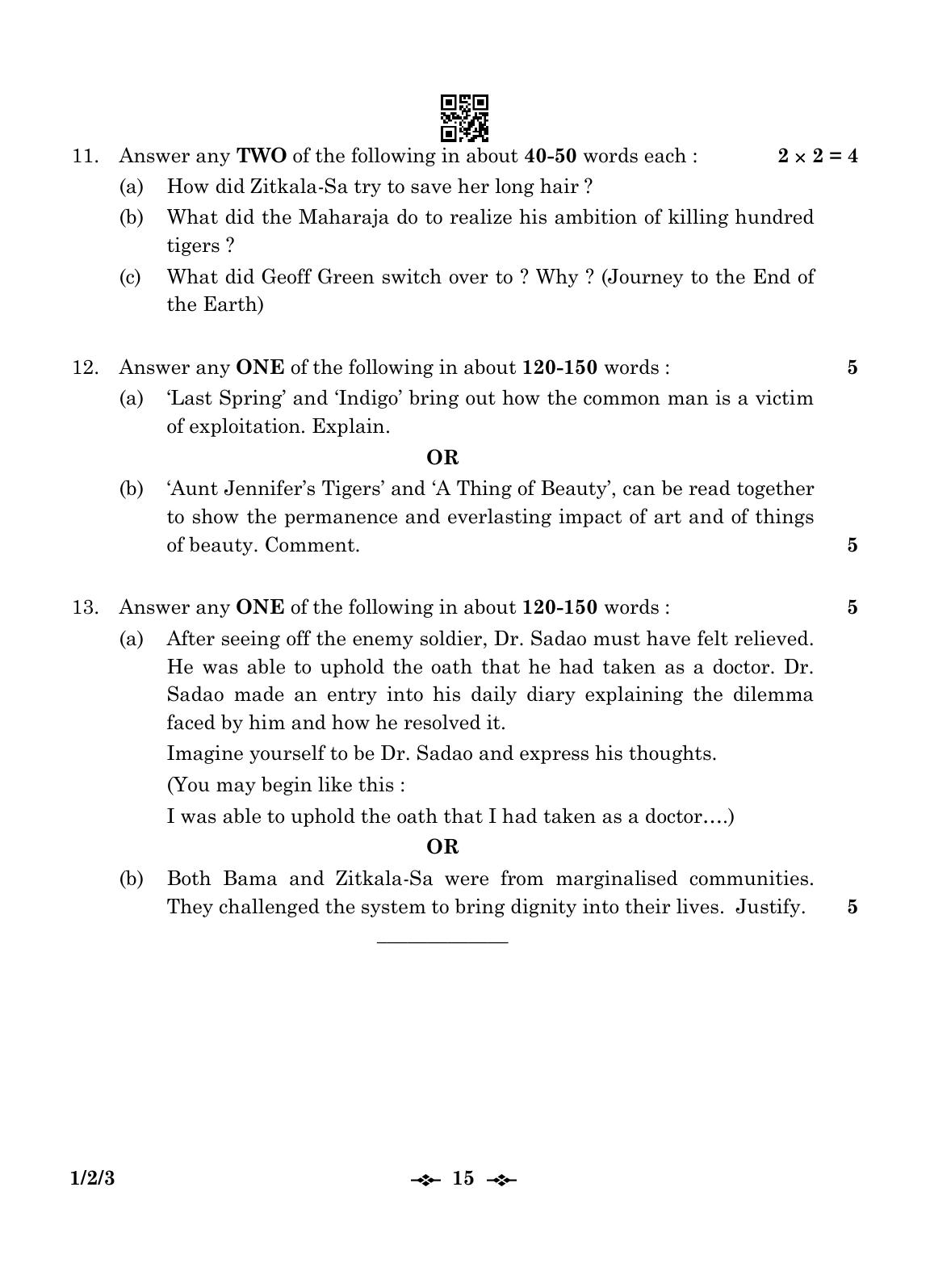 CBSE Class 12 1-2-3 English Core 2023 Question Paper - Page 15