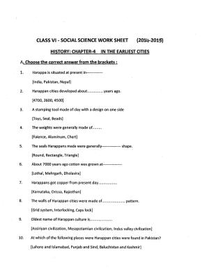 CBSE Worksheets for Class 6 Social Science In the Earliest Cities Assignment 1