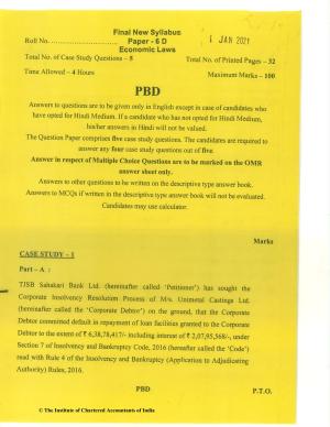 CA Final Jan 2021 Question Paper - Paper 6D – Economic Laws