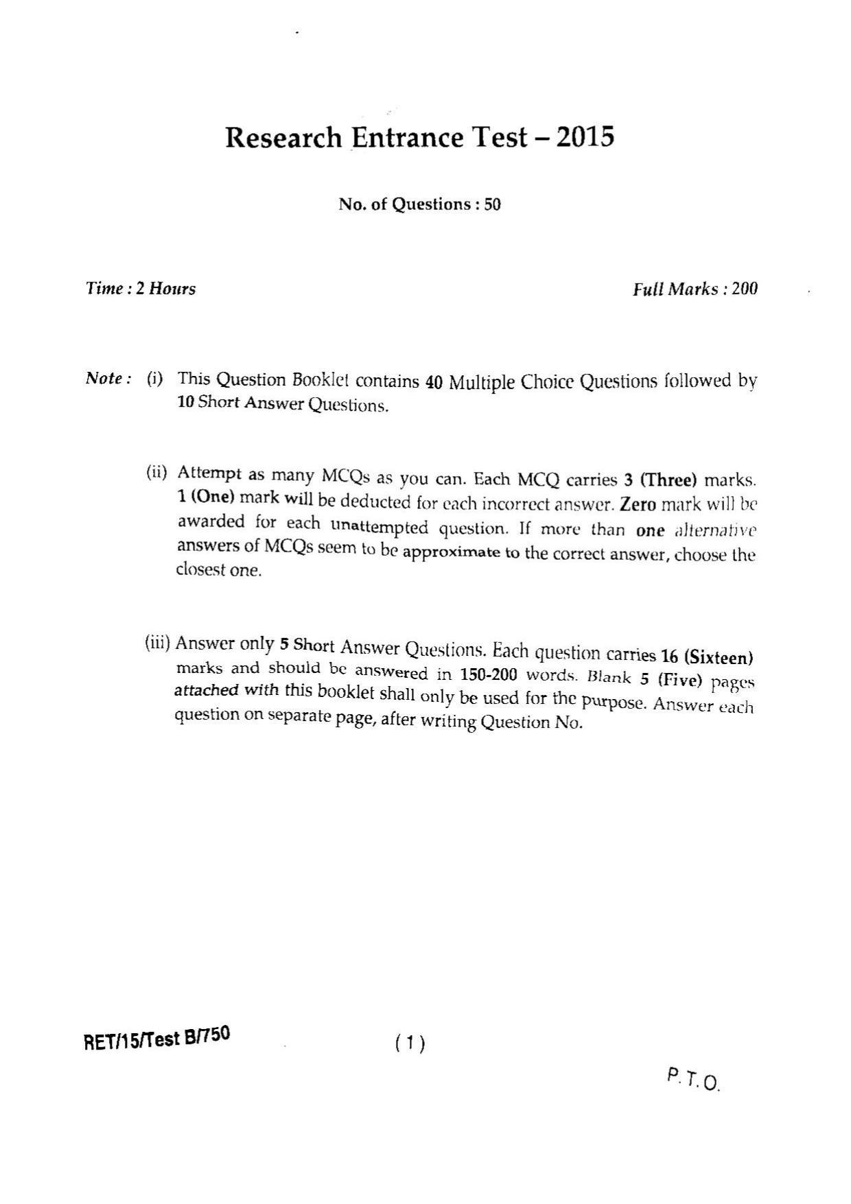 BHU RET SOIL SCIENCE & AGRICULTURAL CHEMISTRY 2015 Question Paper - Page 3