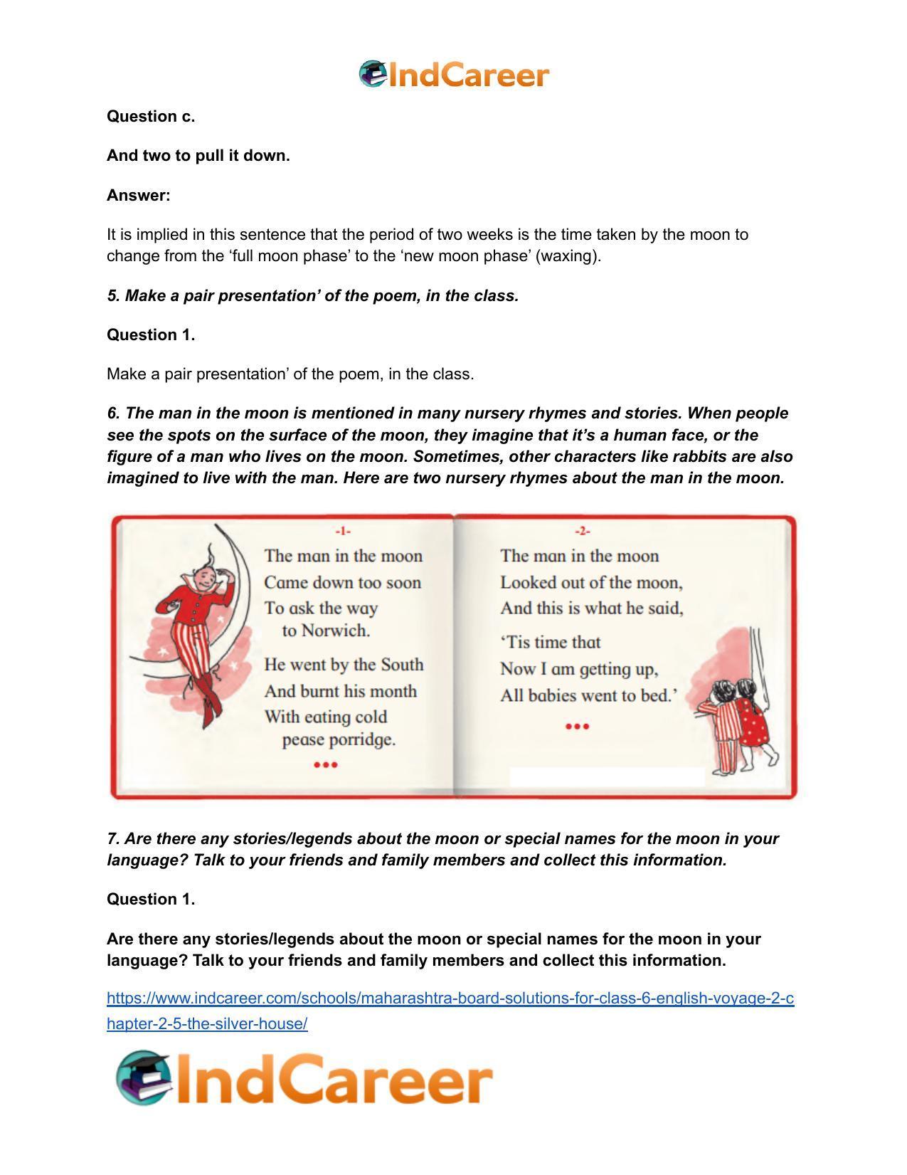 Maharashtra Board Solutions for Class 6- English (Voyage 2): Chapter 2.5- The Silver House - Page 5