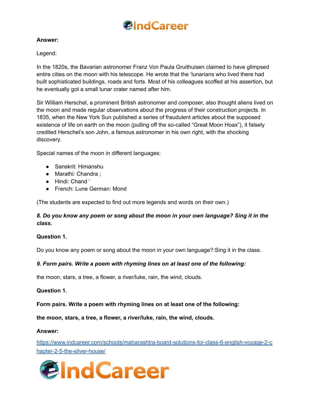 Maharashtra Board Solutions for Class 6- English (Voyage 2): Chapter 2.5- The Silver House - Page 6