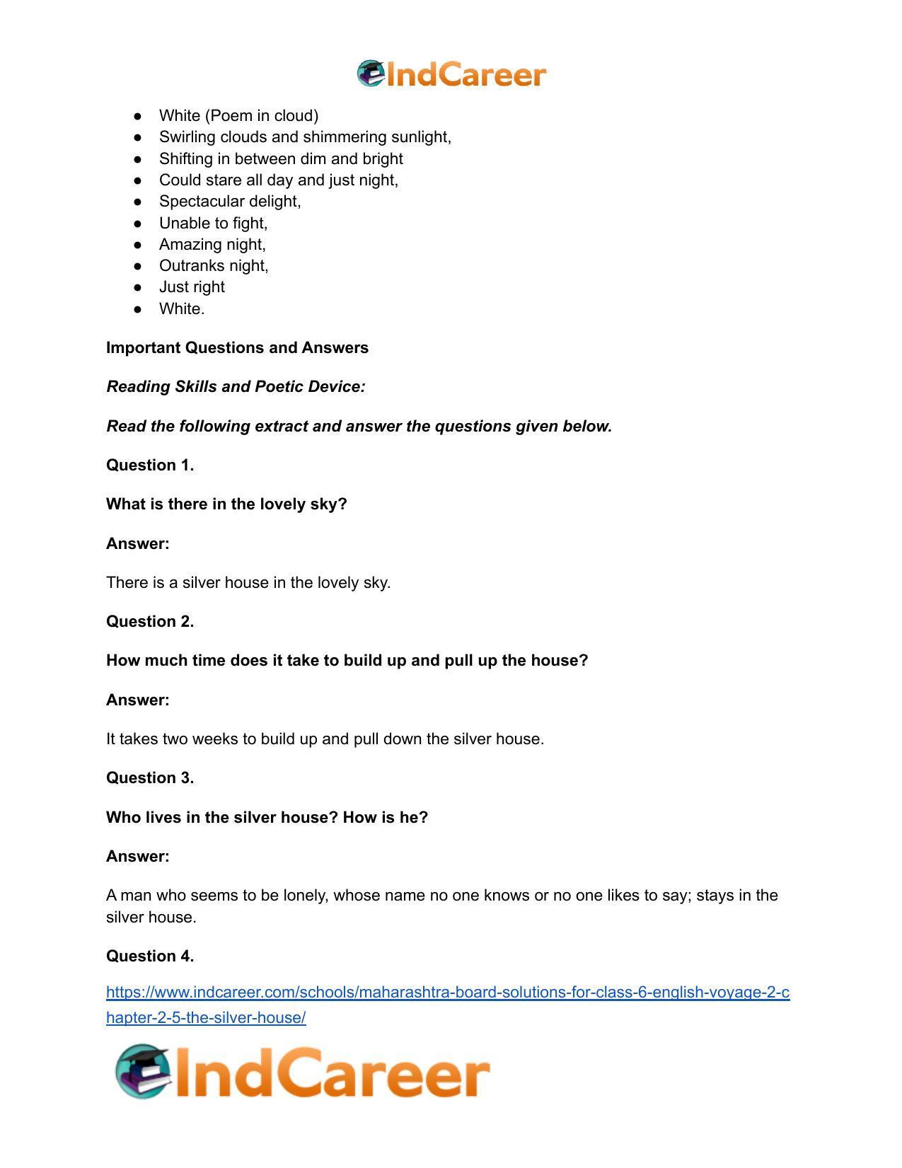 Maharashtra Board Solutions for Class 6- English (Voyage 2): Chapter 2.5- The Silver House - Page 7