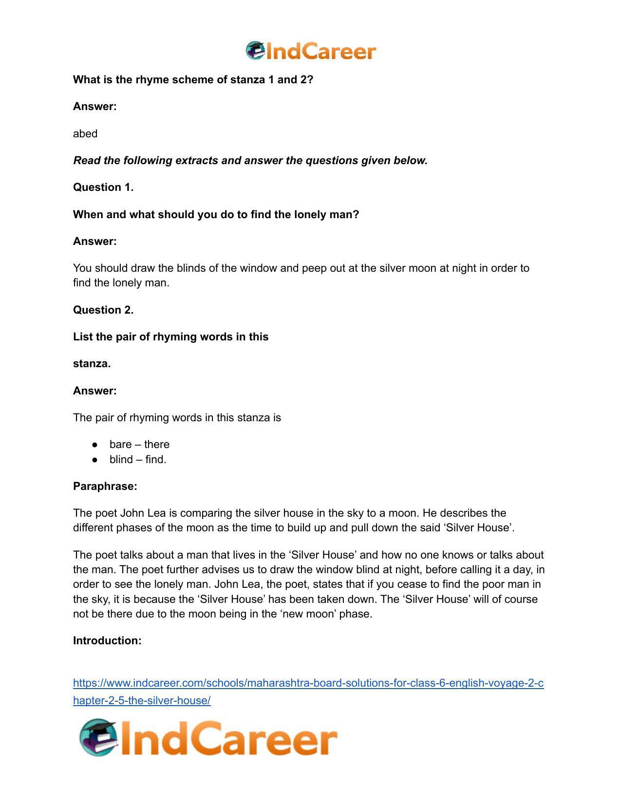 Maharashtra Board Solutions for Class 6- English (Voyage 2): Chapter 2.5- The Silver House - Page 8