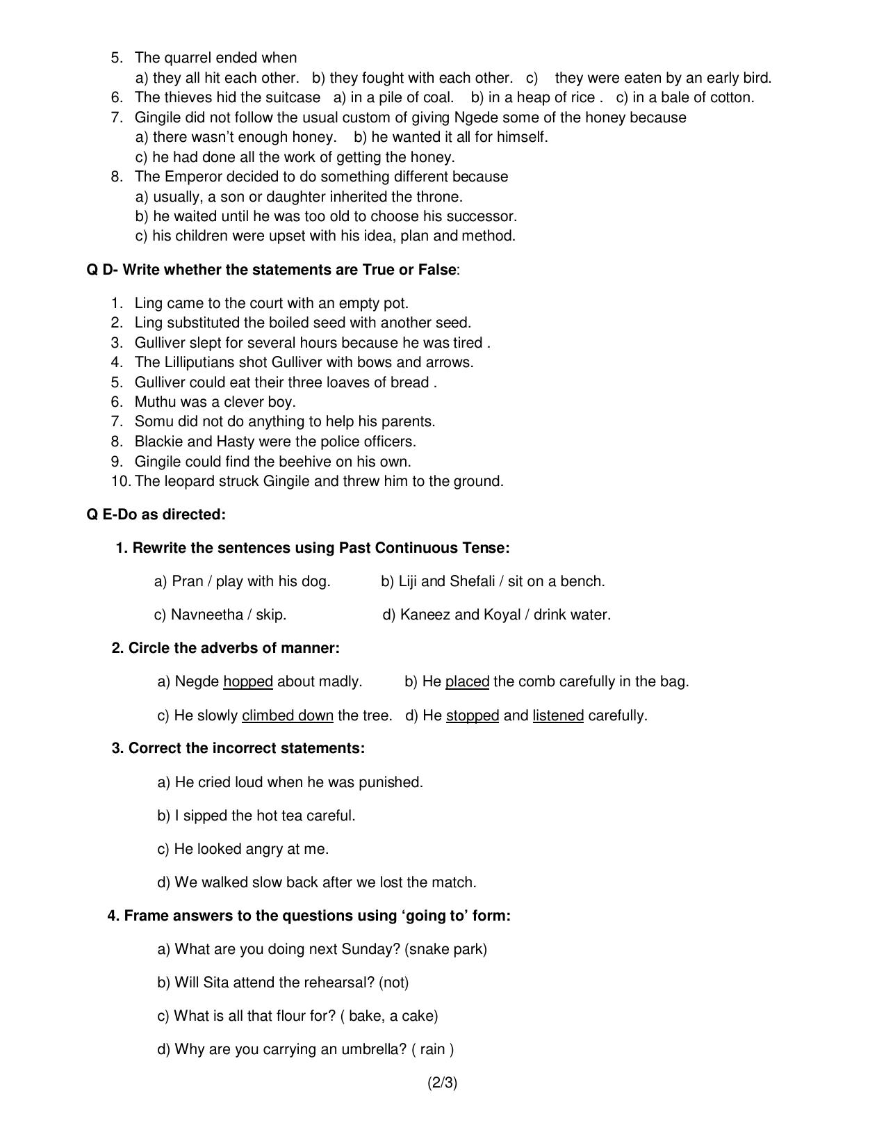 Worksheet for Class 5 English Assignment 49 - Page 2