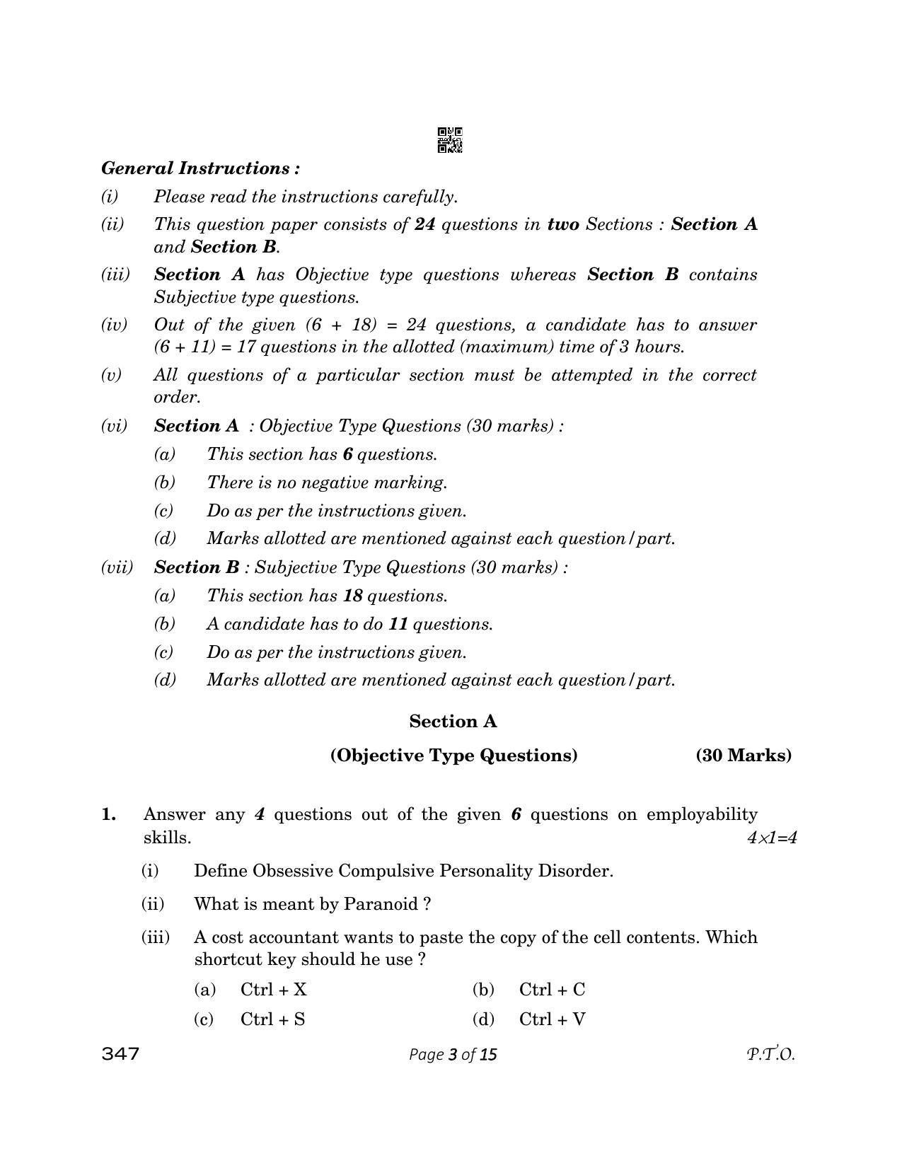 CBSE Class 12 347_Cost Accounting 2023 Question Paper - Page 3