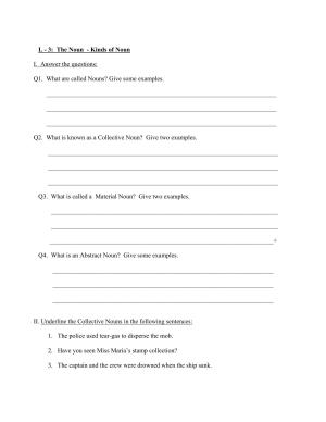 Worksheet for Class 4 English Assignment 125 Kinds of Noun