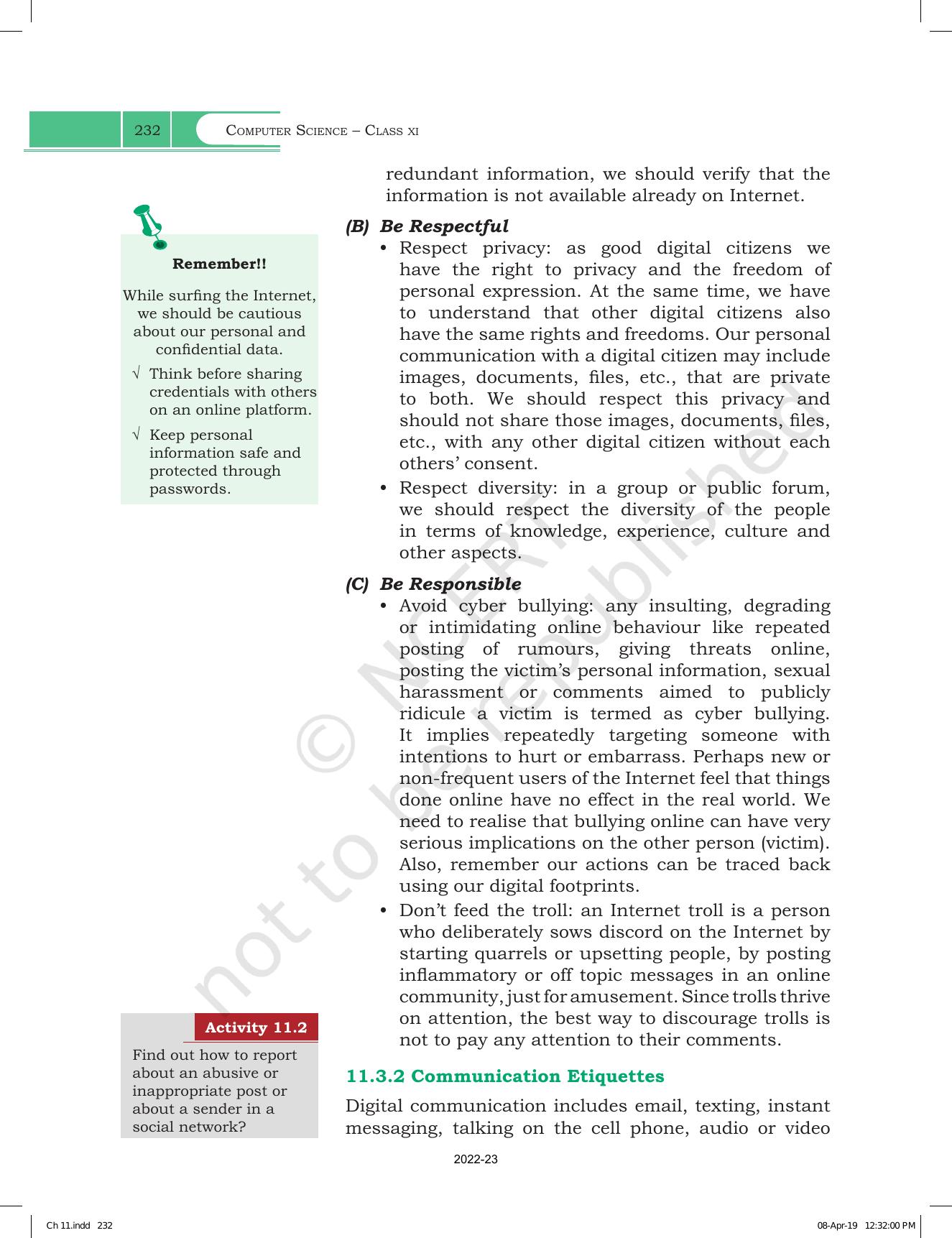 NCERT Book for Class 11 Computer Science Chapter 11 Societal Impact - Page 4