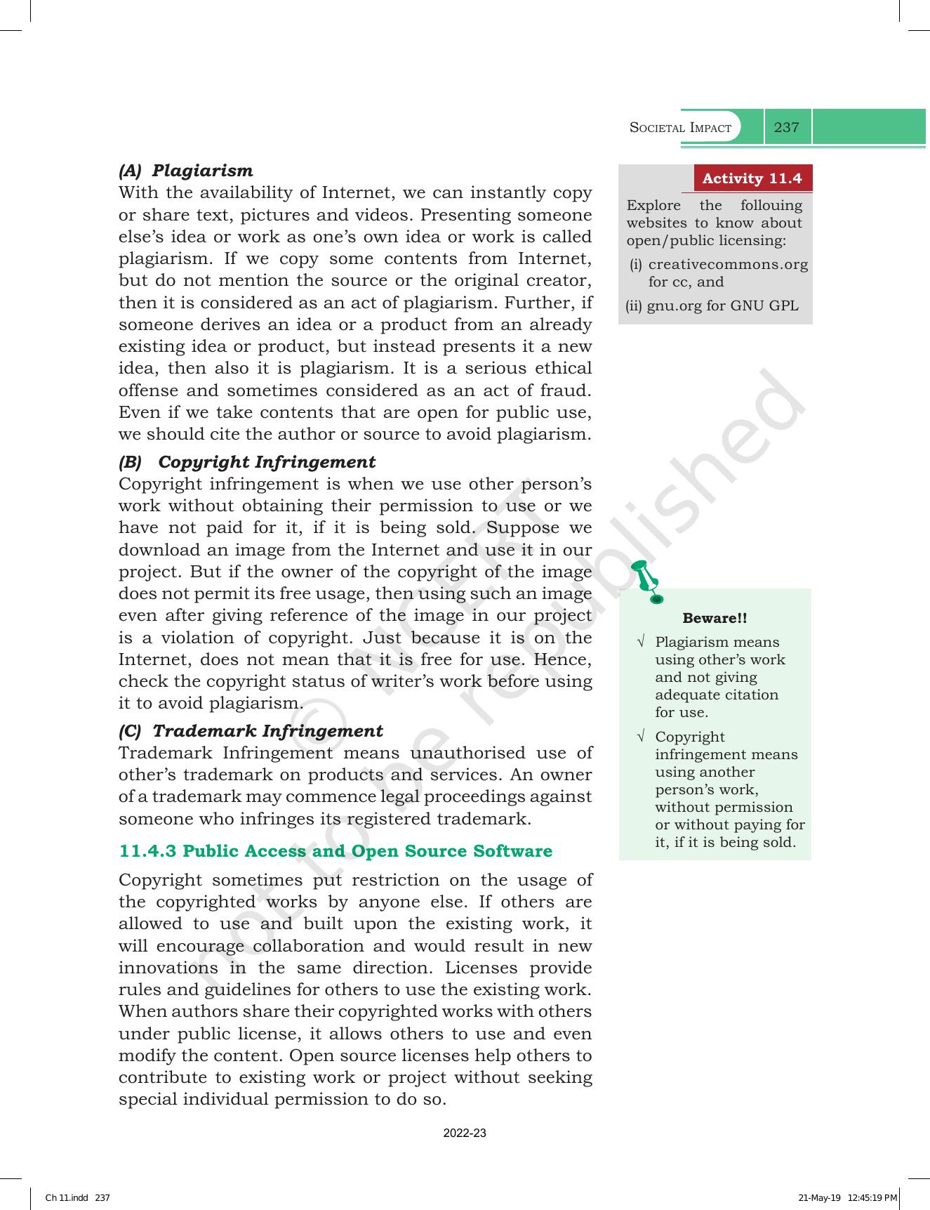 NCERT Book for Class 11 Computer Science Chapter 11 Societal Impact - Page 9