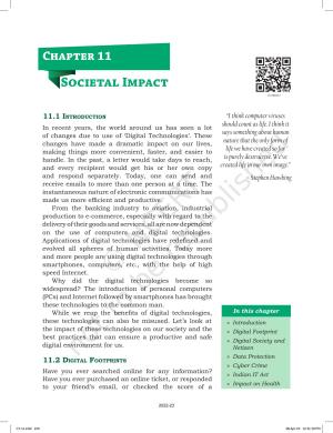 NCERT Book for Class 11 Computer Science Chapter 11 Societal Impact