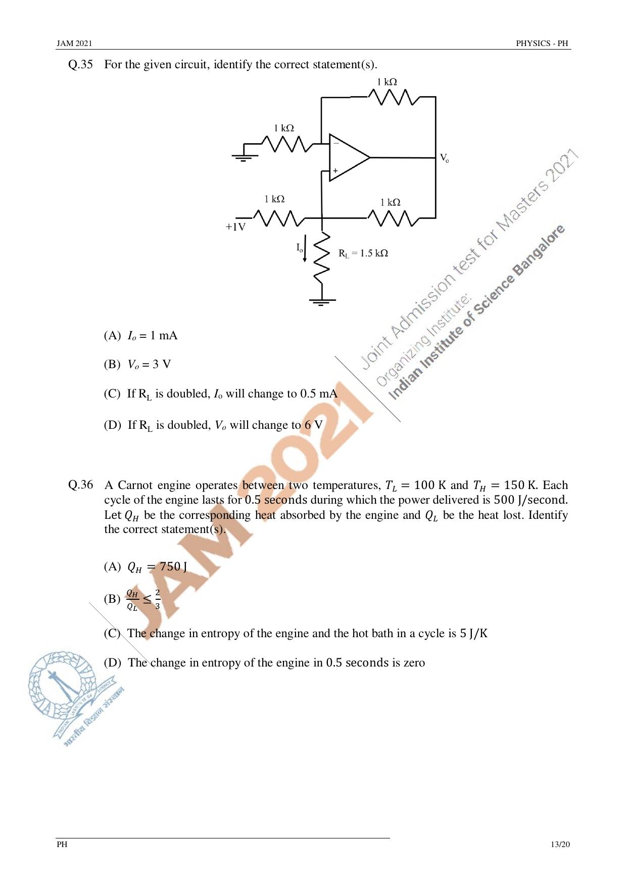 JAM 2021: PH Question Paper - Page 13