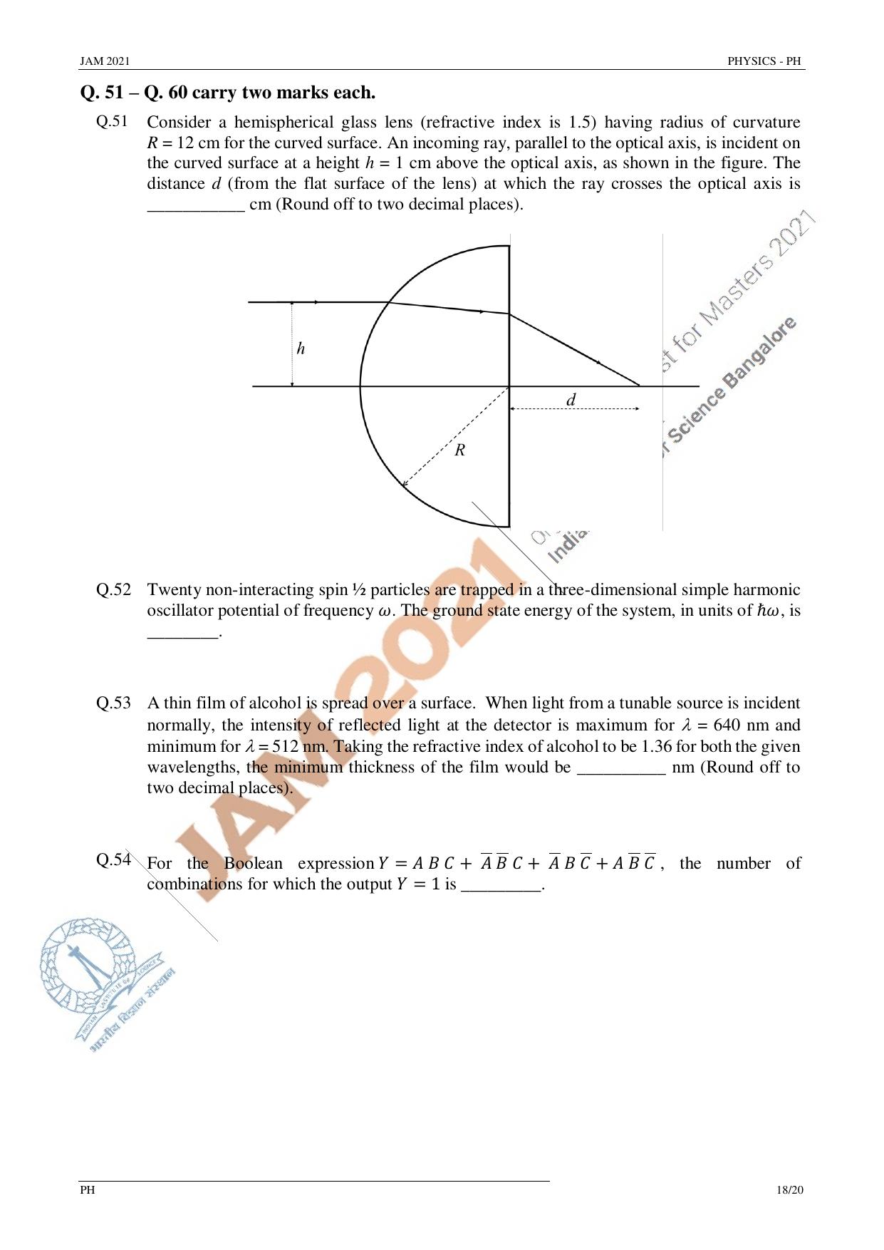 JAM 2021: PH Question Paper - Page 18