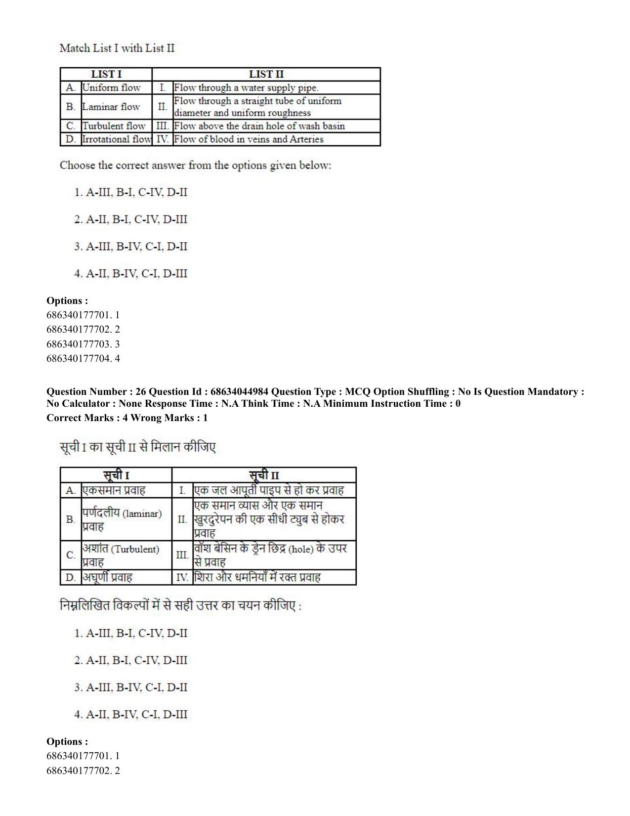 CUET PG 2023: MTQP11 – Water Engineering and Management (Hin)-shift 3 (30-06-2023) Question Paper - Page 28